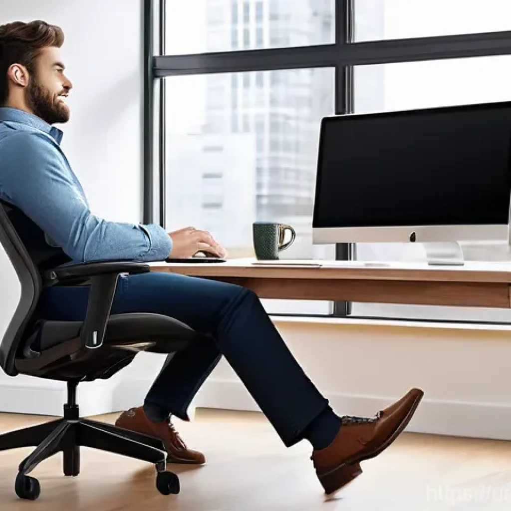 가구디자인에서 인간공학 적용 사례 - **Prompt 1: Modern Ergonomic Home Office for Productivity**
A bright, minimalist home office bat...