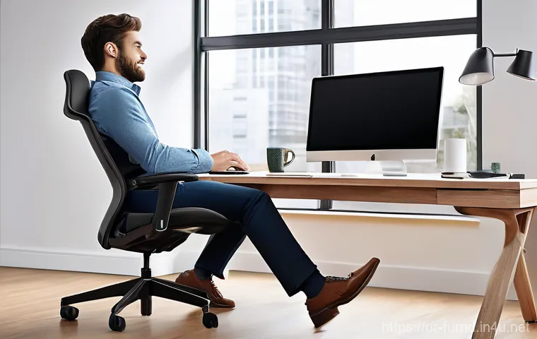 가구디자인에서 인간공학 적용 사례 - **Prompt 1: Modern Ergonomic Home Office for Productivity**
A bright, minimalist home office bat...