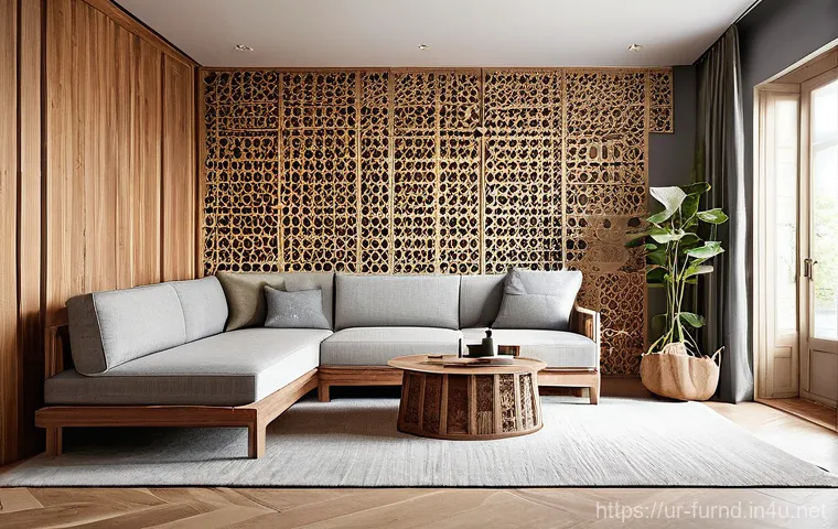 가구디자인 경력 개발 방법 - **Prompt 1: Sustainable and Multifunctional Living Space**
"A bright, naturally lit living room ...